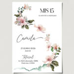 tarjetas-invitaciones-digitales-interactivas-cumpleaños-15-años-dulces-16-bat-mitzvah-original-elegante-flores-magnolias