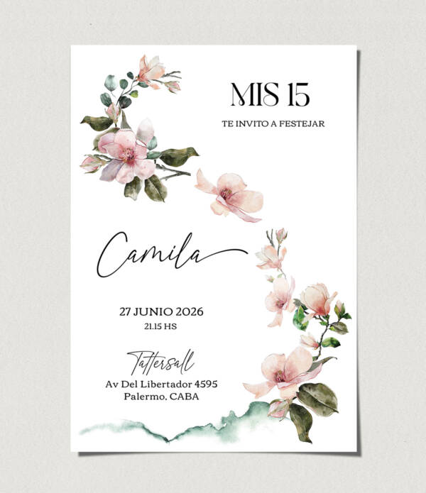 tarjetas-invitaciones-digitales-interactivas-cumpleaños-15-años-dulces-16-bat-mitzvah-original-elegante-flores-magnolias