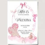 tarjetas-invitaciones-digitales-interactivas-cumpleaños-15-años-dulces-16-bat-mitzvah-original-elegante-coquette-moños-rosa-fucsia