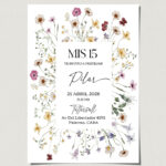 tarjetas-invitaciones-digitales-interactivas-cumpleaños-15-años-dulces-16-bat-mitzvah-original-elegante-flores-del-jardin-wildflower