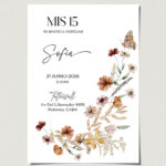 tarjetas-invitaciones-digitales-interactivas-cumpleaños-15-años-dulces-16-bat-mitzvah-original-elegante-flores-del-jardin-mariposa-wildflower