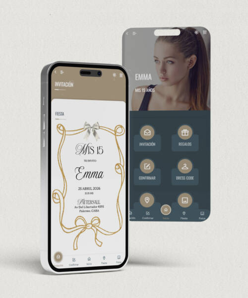 invitaciones-digitales-interactivas-cumpleaños-15-años-dulces-16-bat-mitzvah-original-elegante-moño-glitter-dorado