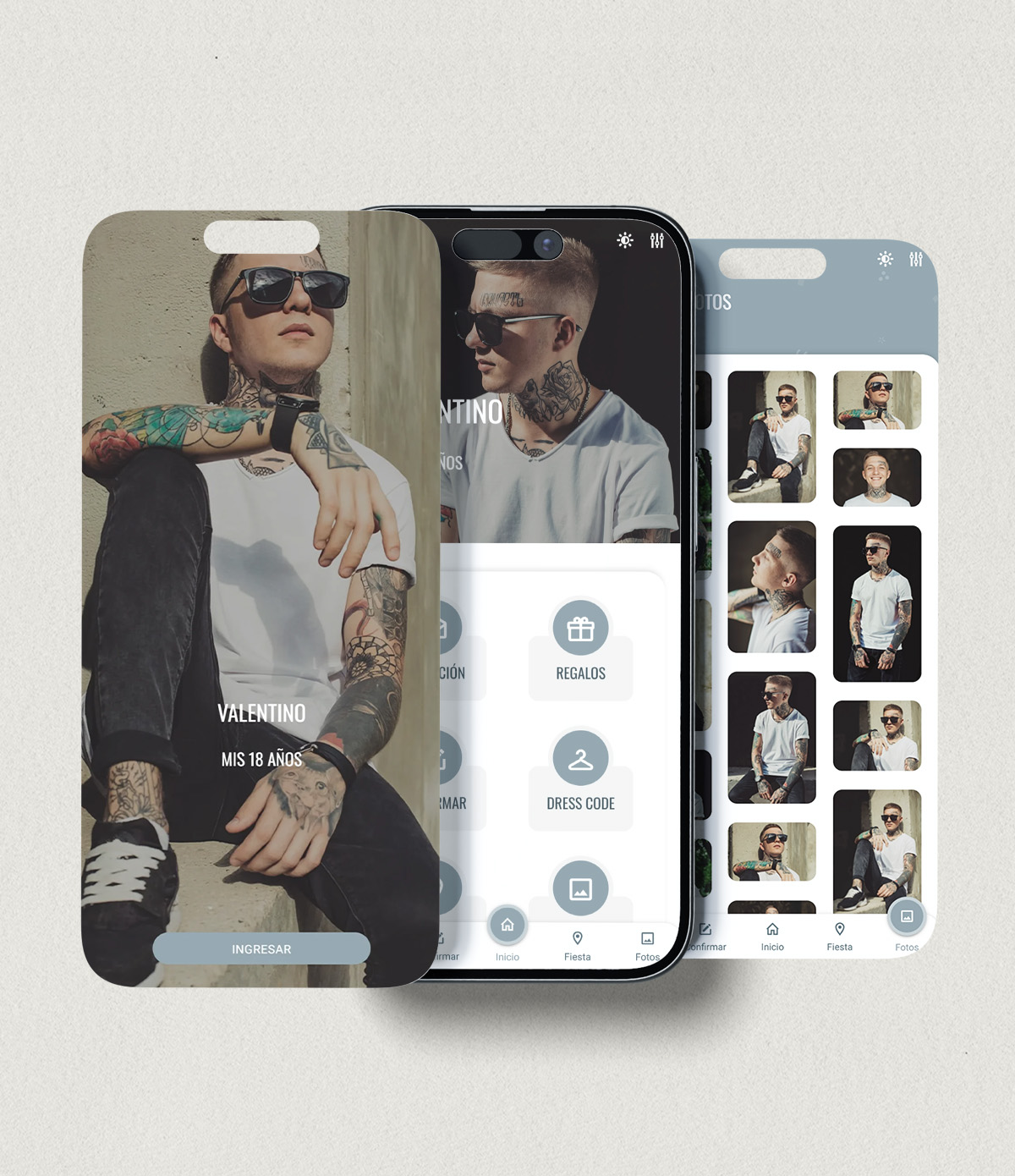 invitaciones-digitales-interactivas-cumpleaños-18-años-bar-mitzvah-original-elegante-con-fotos-azul