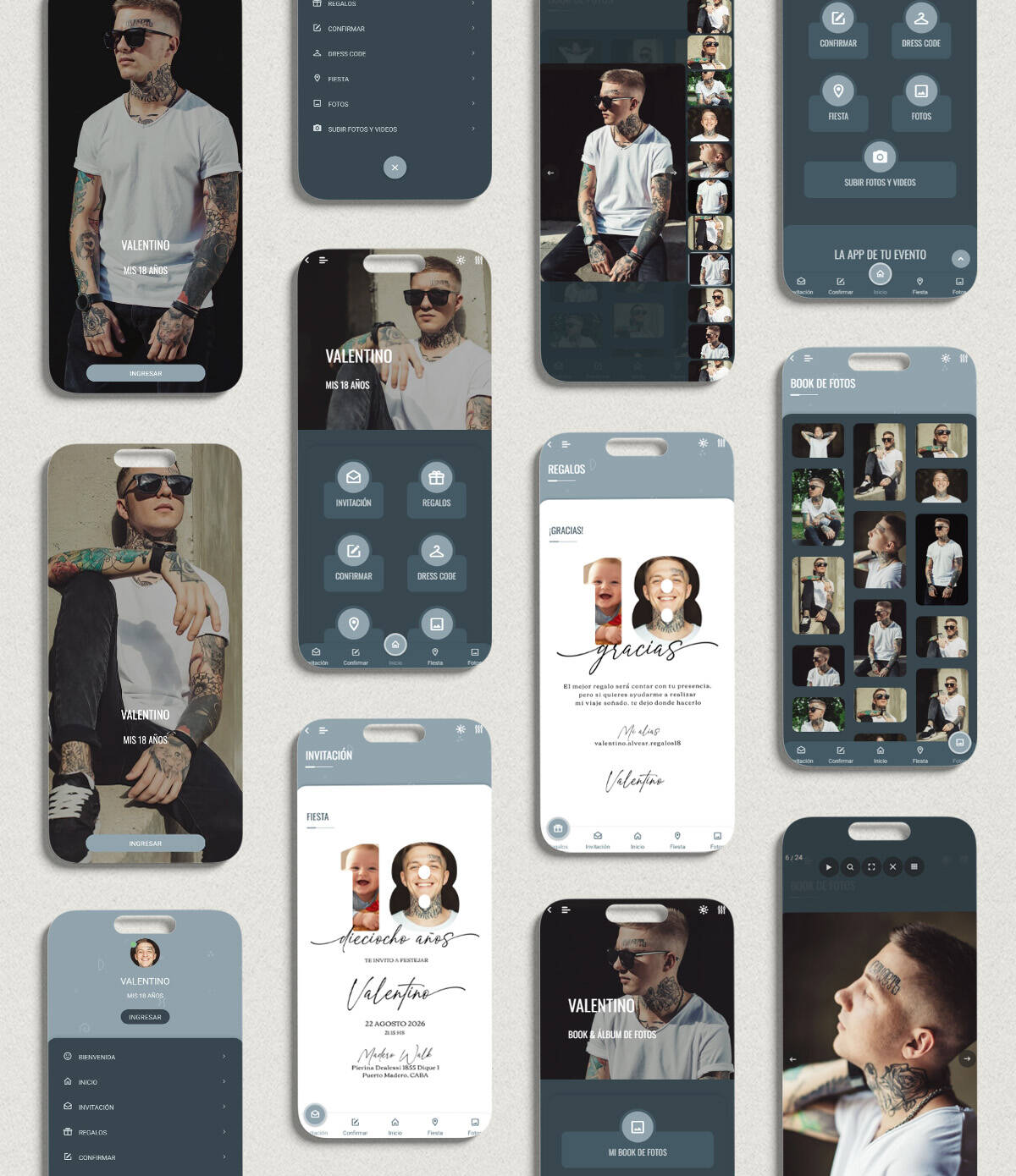 invitaciones-digitales-interactivas-cumpleaños-18-años-bar-mitzvah-original-elegante-con-fotos-azul