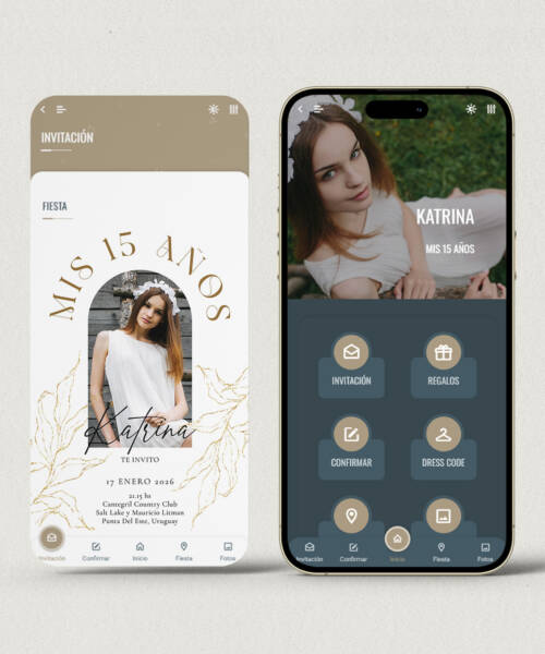 Invitación digital 15 años arco con foto + APP