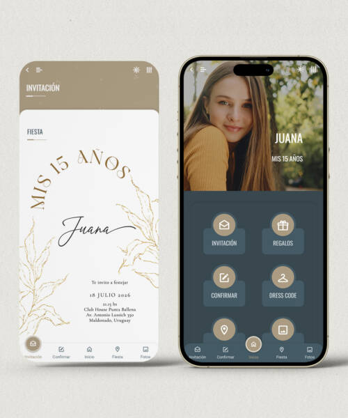 Invitación digital 15 años minimalista + APP