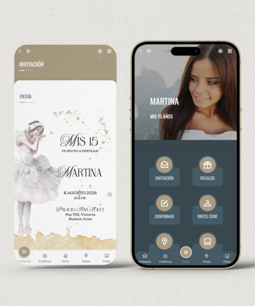 Invitación digital 15 años bailarina + APP