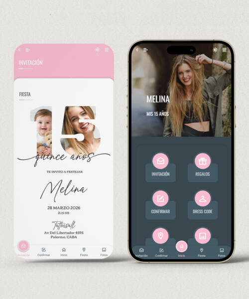 Invitación digital 15 años con fotos + APP