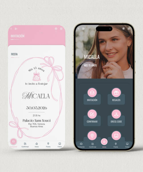 Invitación digital 15 años coquette + APP