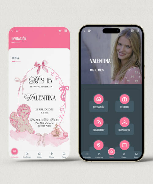 Invitación digital 15 años coquette + APP