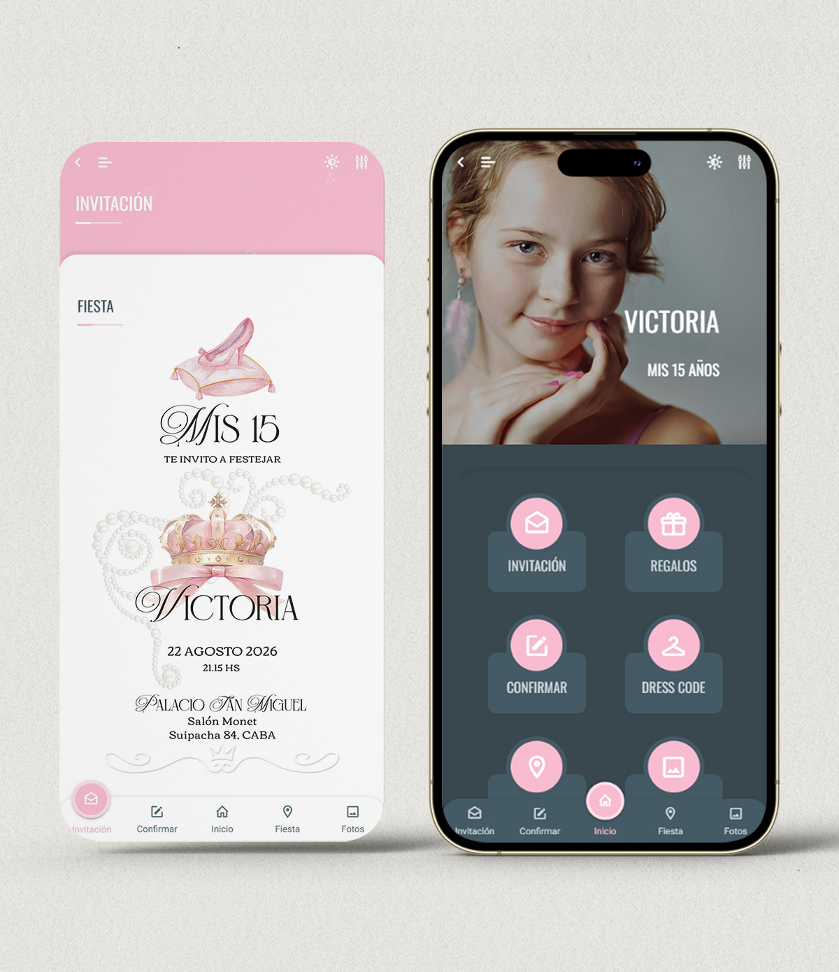 Invitación digital 15 años corona princesa + APP