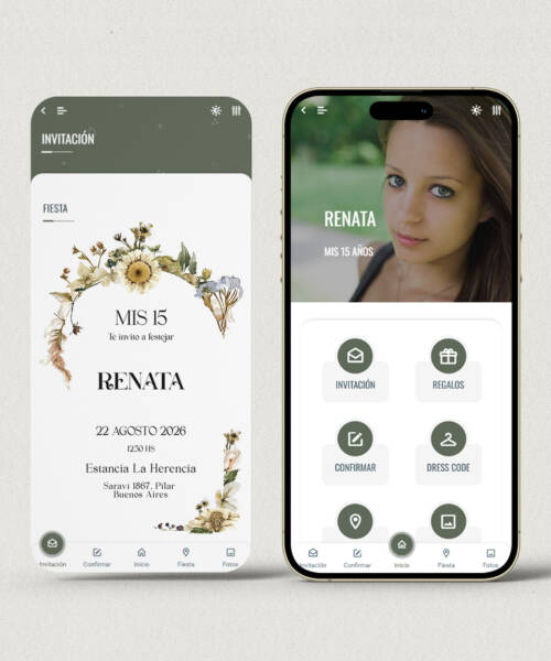 Invitación digital 15 años flores girasoles + APP