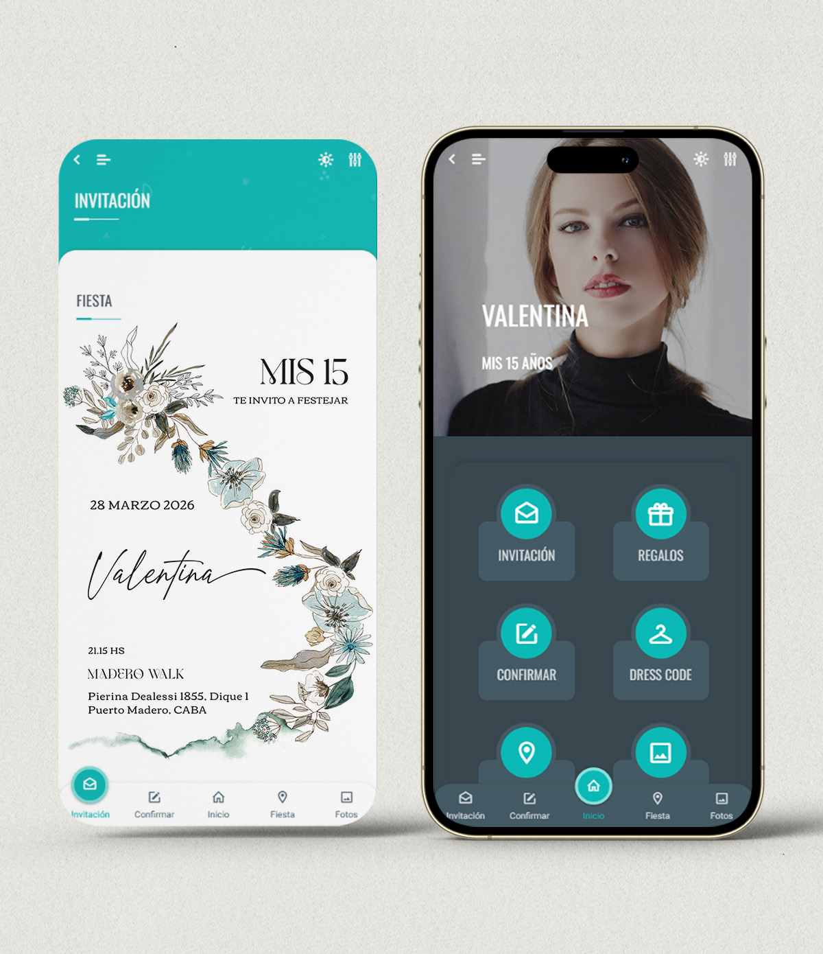 Invitación digital 15 años flores acuarela + APP