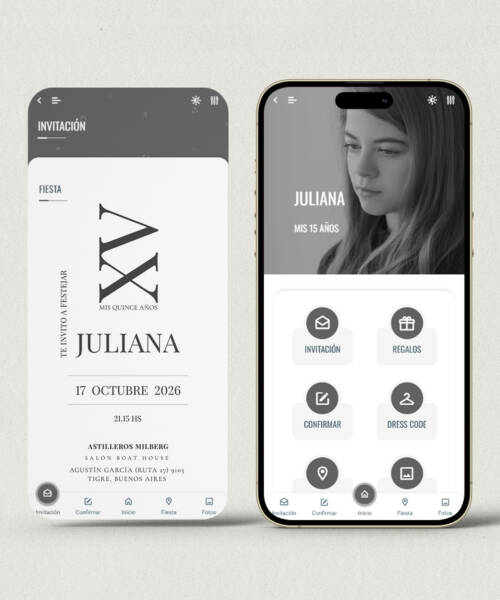 Invitación digital 15 años minimalista + APP