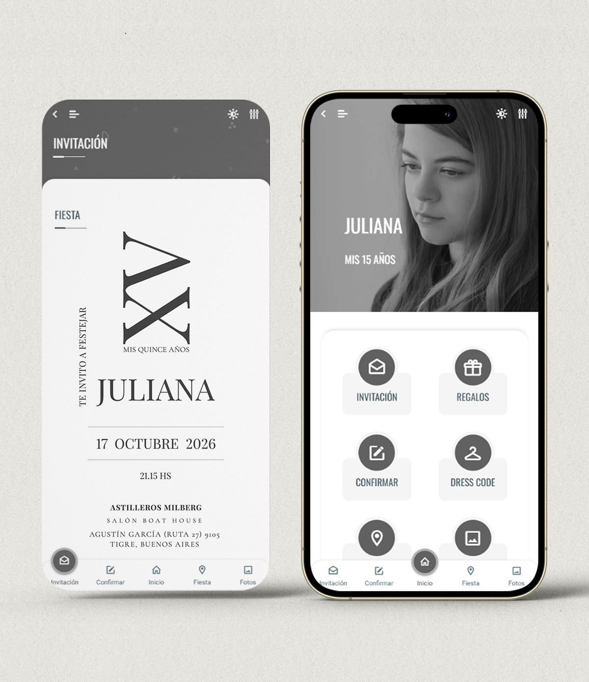 Invitación digital 15 años minimalista + APP