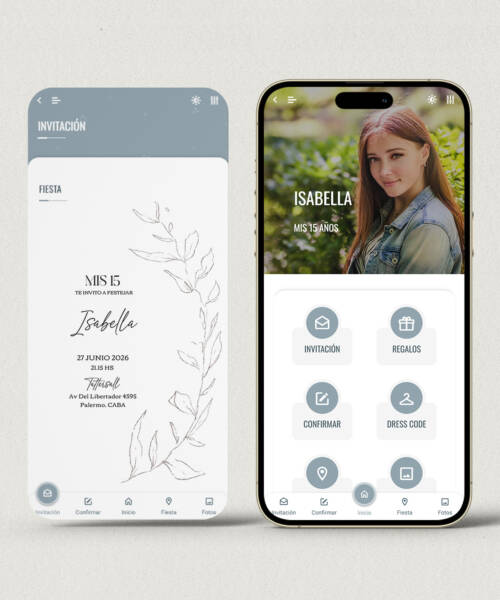 Invitación digital 15 años minimalista + APP