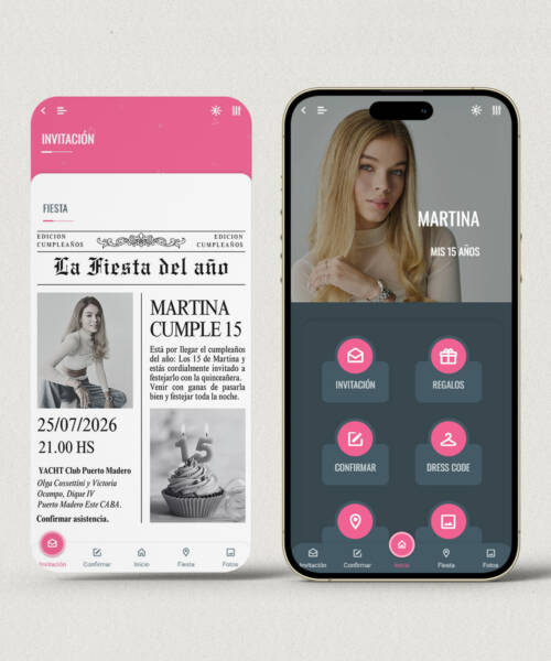 Invitación digital 15 años periódico diario + APP