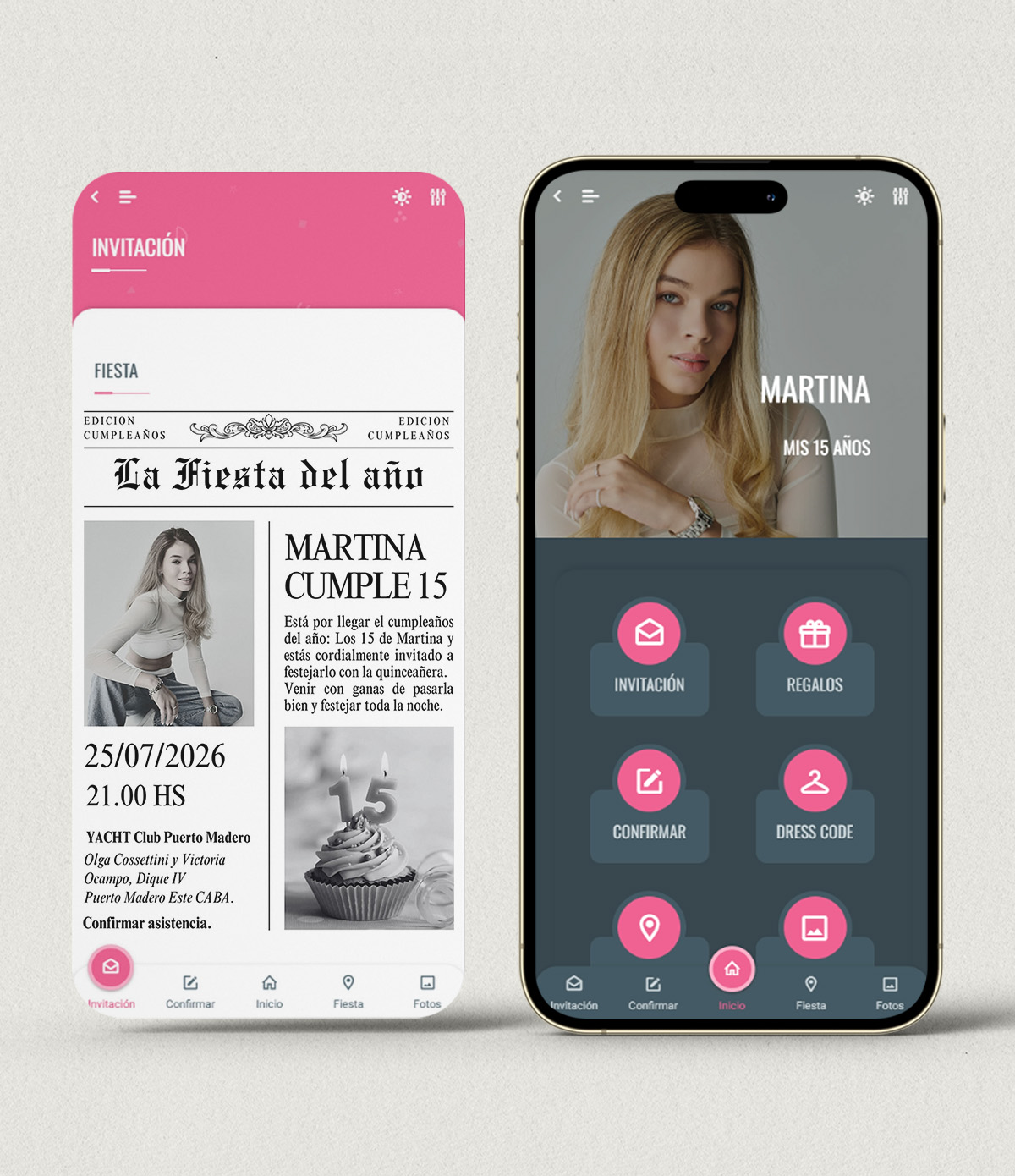 Invitación digital 15 años periódico diario + APP