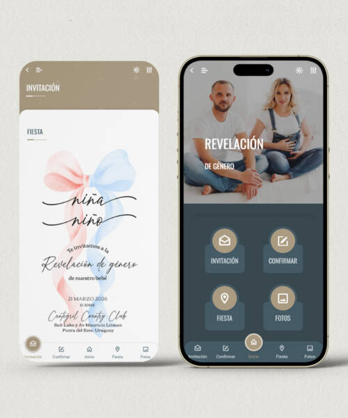 Invitación digital revelación de género + APP